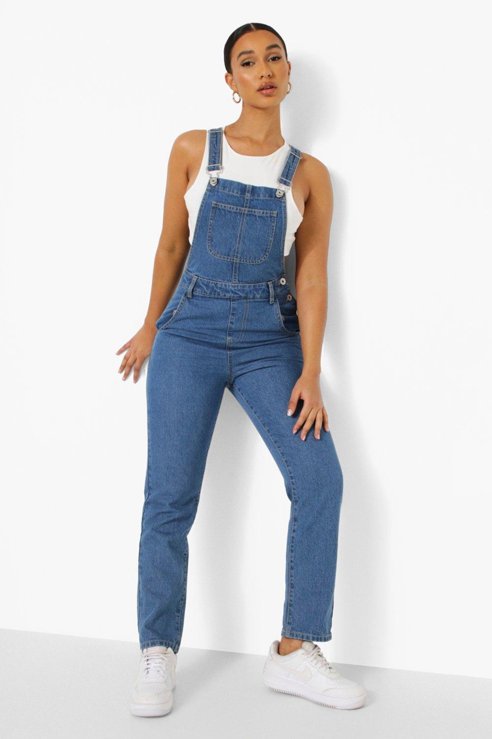 boohoo Denim Long Length Dungarees | Debenhams